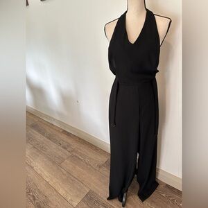 Black one  piece halter, belted, vintage jumpsuit SZ L